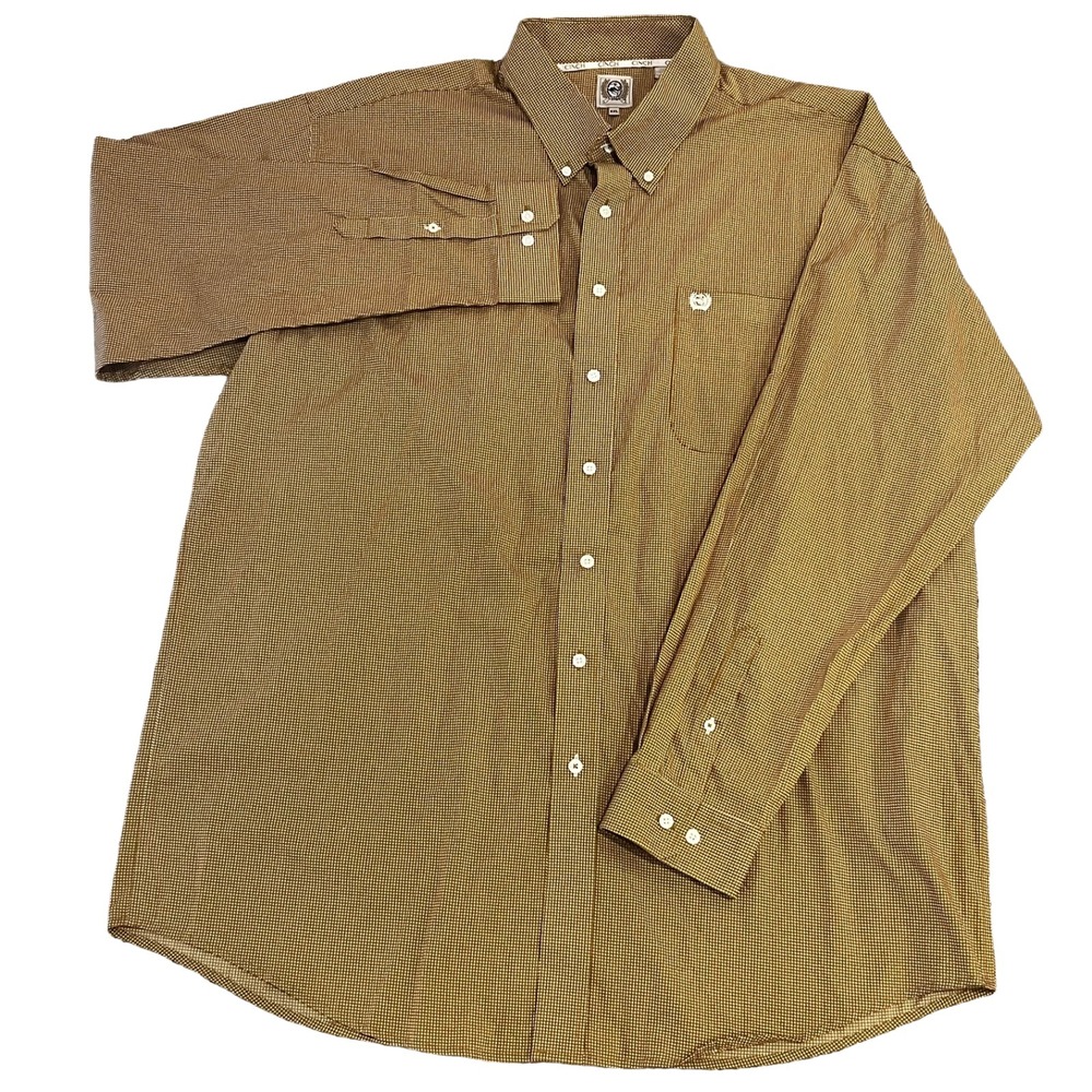 Cinch Shirt Mens XXL Orange Brown L/S B/U Western Rodeo Cowboy - Picture 3 of 10